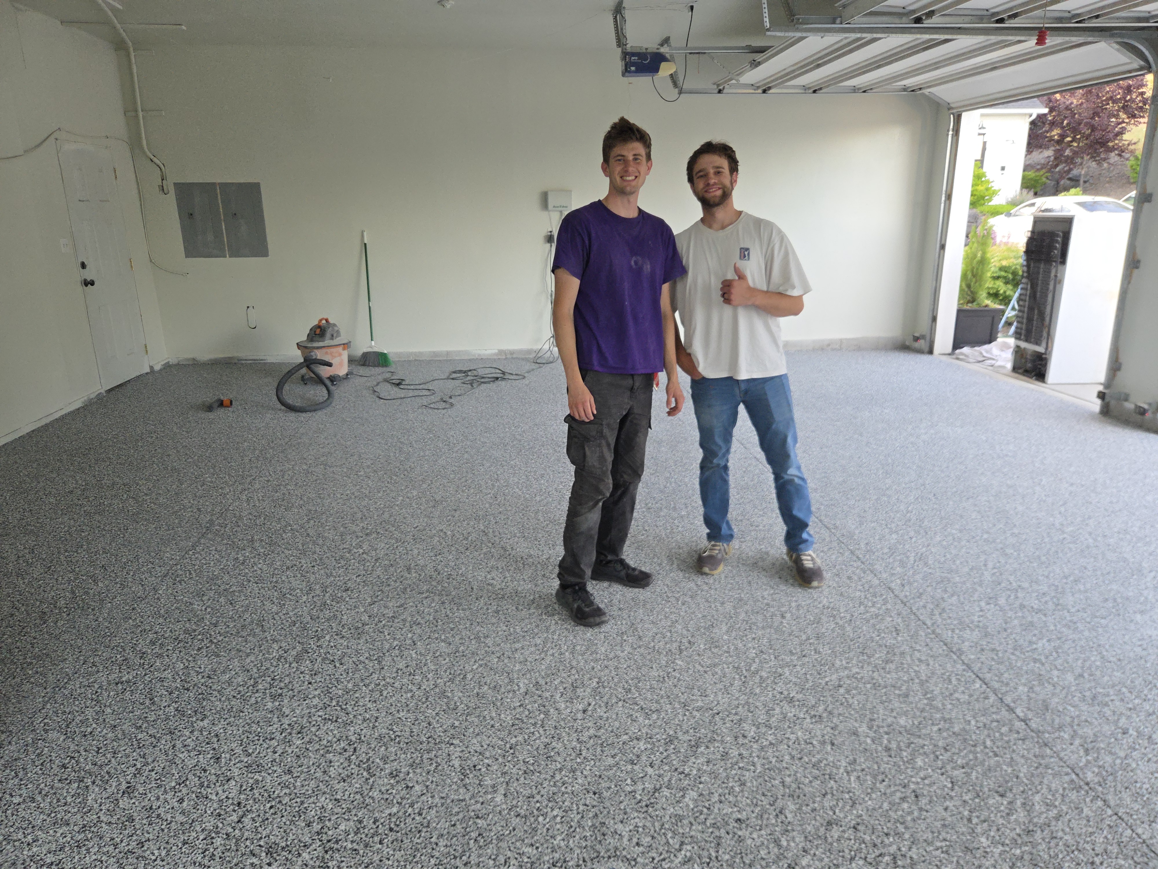 Petra Poxy team after completing a garage installation in Spokane
